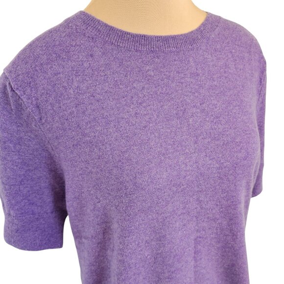 Land's End 100% Cashmere Lavender Short Sleeve Top Sz L - Picture 2 of 7
